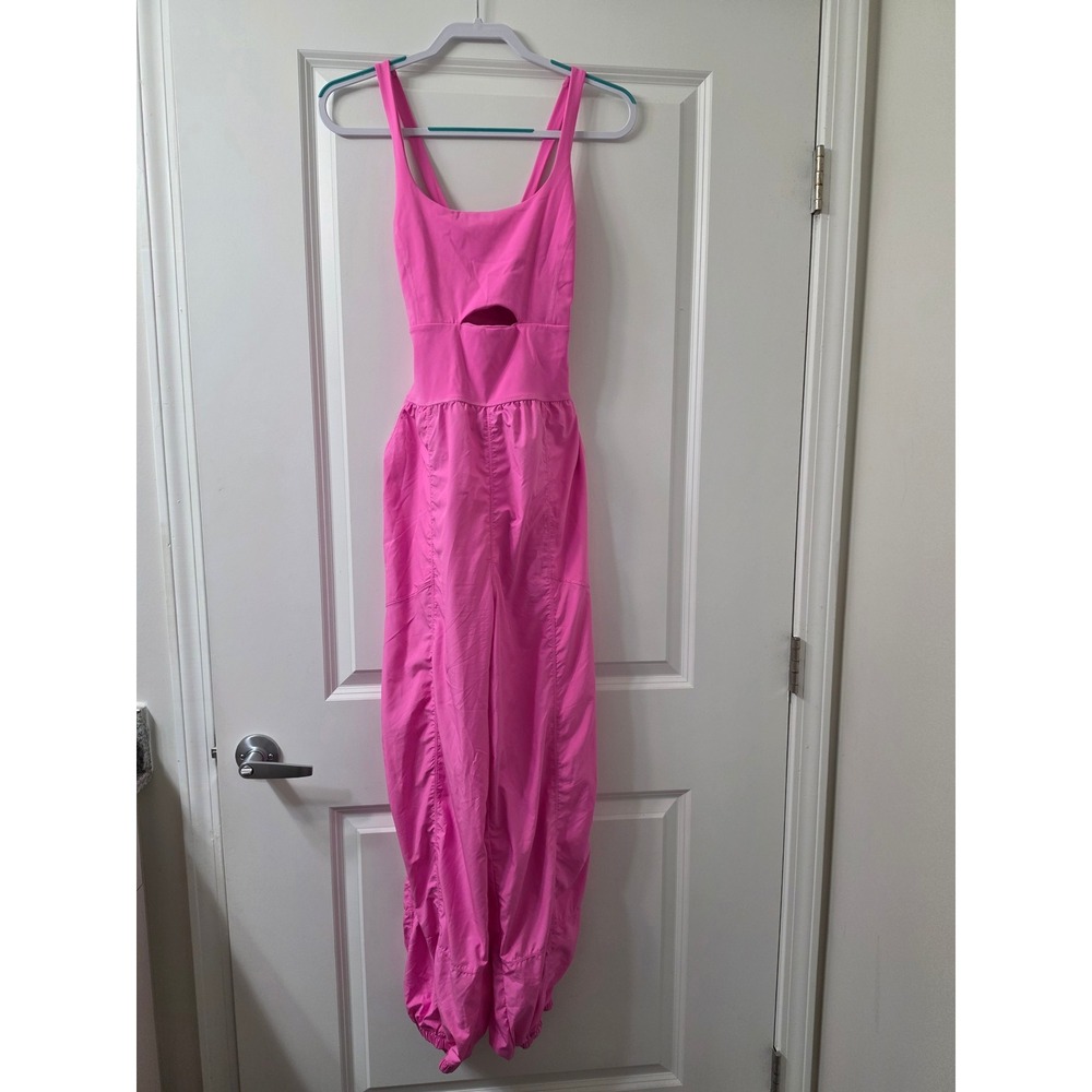 Free People Movement Hot Shot Jumpsuit Pink Cutout Athletic One Piece Large